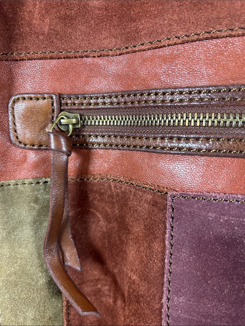(10+) Lucky 70s Style Purse Folding Patchwork 100% Leather Small Tear Repairable - Picture 6 of 17